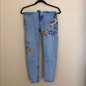 Topshop Mom Jeans with Flower Embroidery